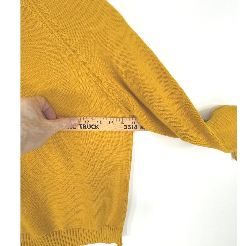 Jeanne Pierre Womens Sweater PM Mock Neck Yellow Cotton Raglan Sleeve Cozy Fall - Picture 6 of 10